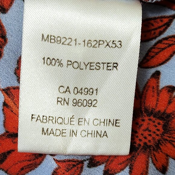 Dalia Blouse Contrasting Bell Sleeves Light Blue & Red Floral Scoop Neck… - Picture 8 of 15